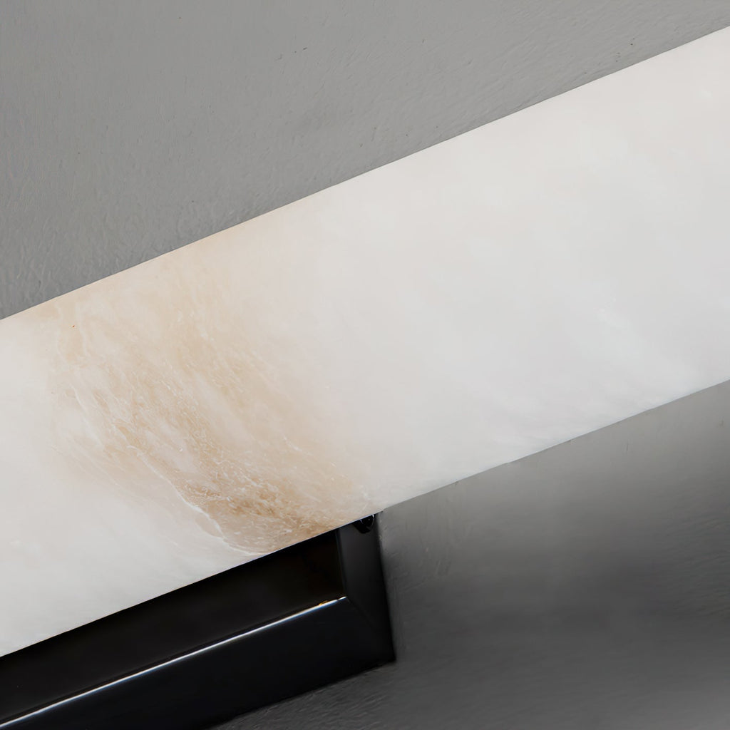 Wall Lamp Brass and Alabaster Integrated LED | Minimalist Modern Style | Natural Stone Pattern Sconce Lighting Fixture