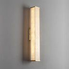 Wall Lamp Brass and Alabaster Integrated LED | Minimalist Modern Style | Natural Stone Pattern Sconce Lighting Fixture