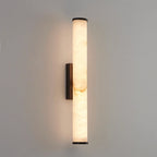 Wall Lamp Brass and Alabaster Integrated LED | Minimalist Modern Style | Natural Stone Pattern Sconce Lighting Fixture