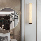 Wall Lamp Brass and Alabaster Integrated LED | Minimalist Modern Style | Natural Stone Pattern Sconce Lighting Fixture
