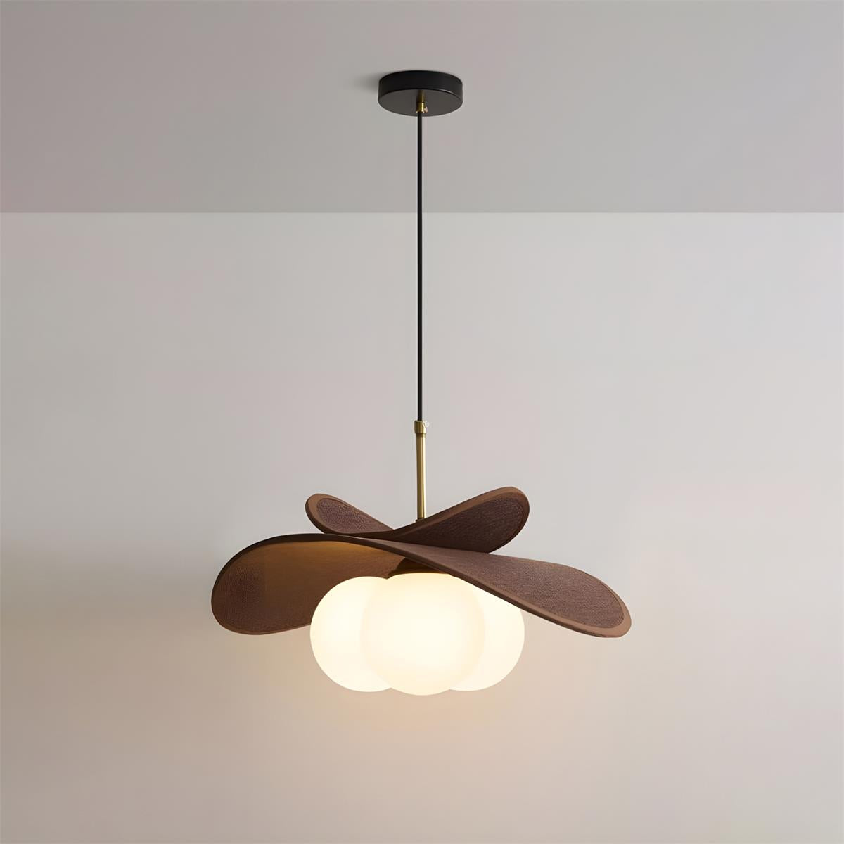 Pendant Light Metal Raffia and Glass | Adjustable 150cm Cord and Sloped Ceiling Compatible Design for Versatile Home Lighting