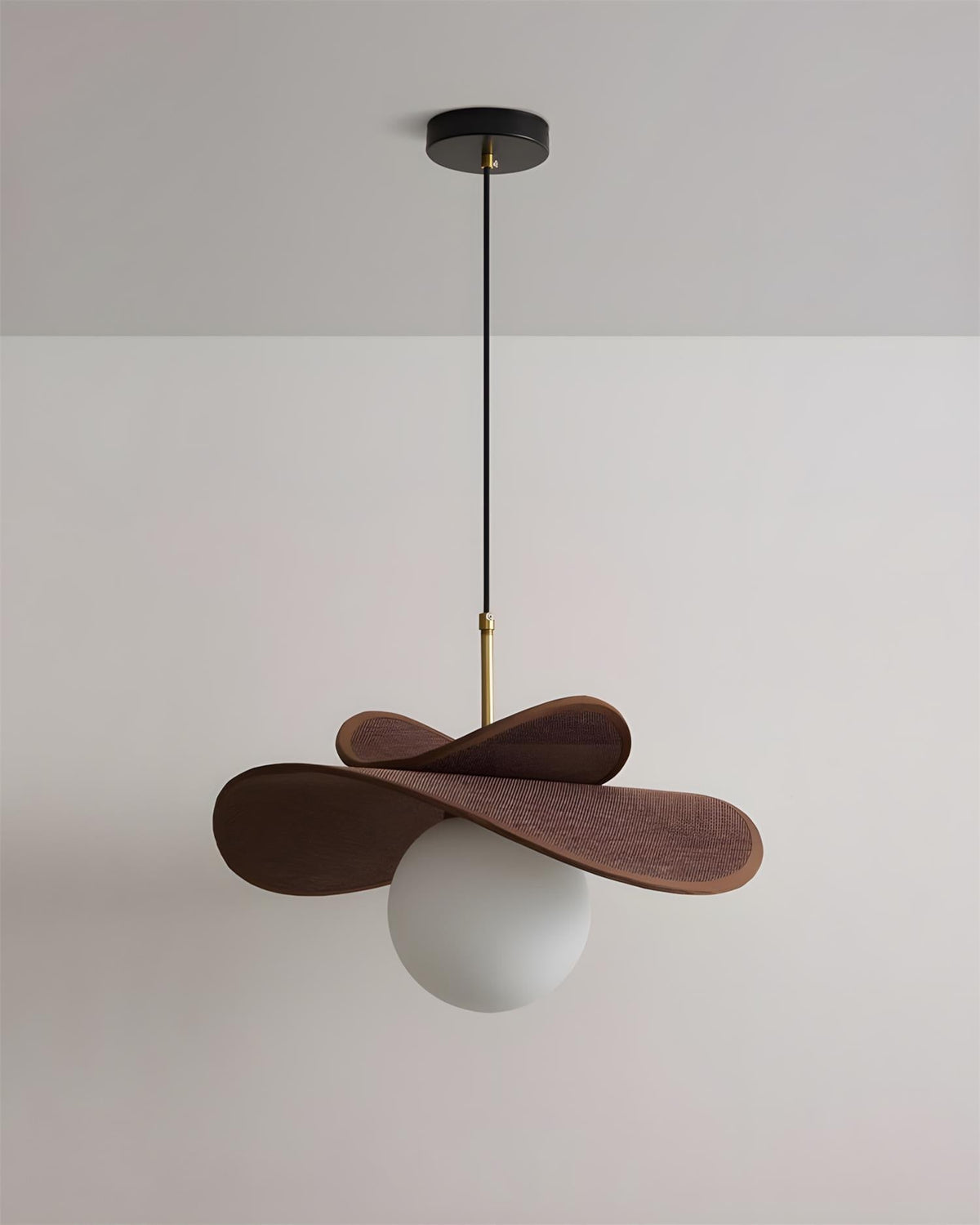 Pendant Light Metal Raffia and Glass | Adjustable 150cm Cord and Sloped Ceiling Compatible Design for Versatile Home Lighting