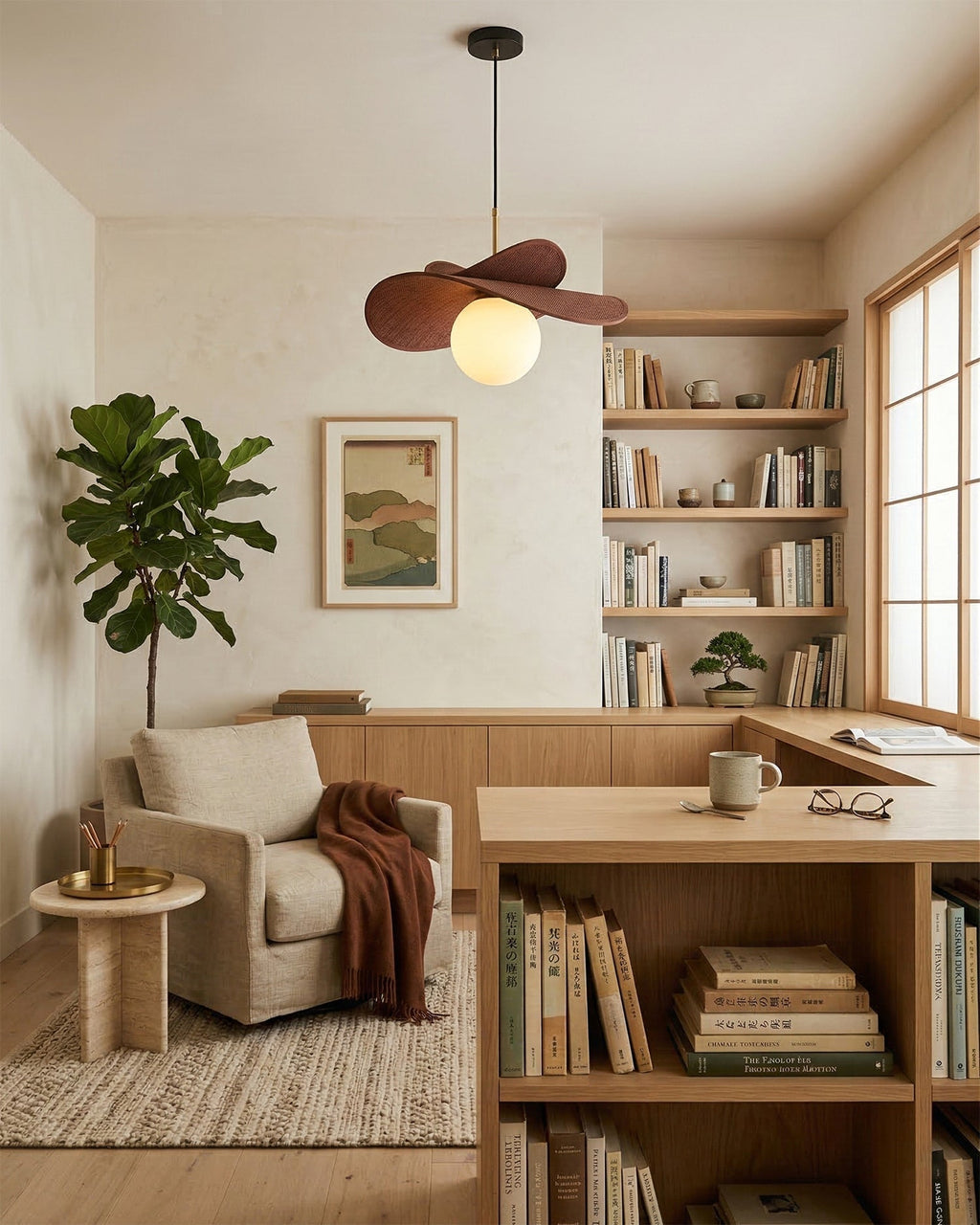 Pendant Light Metal Raffia and Glass | Adjustable 150cm Cord and Sloped Ceiling Compatible Design for Versatile Home Lighting