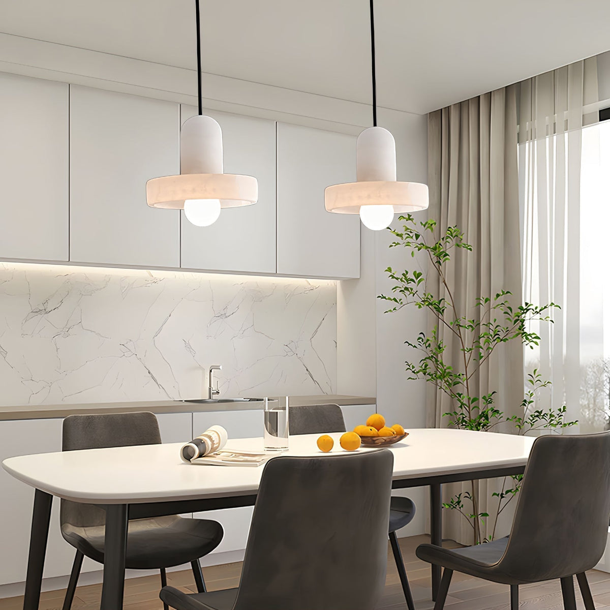 Alabaster Pendant Light | Natural Stone Stacked Design | Adjustable 150cm Cable for Custom Indoor Ceiling Lighting Setup