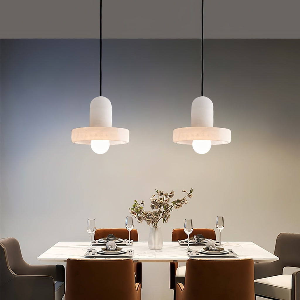 Alabaster Pendant Light | Natural Stone Stacked Design | Adjustable 150cm Cable for Custom Indoor Ceiling Lighting Setup