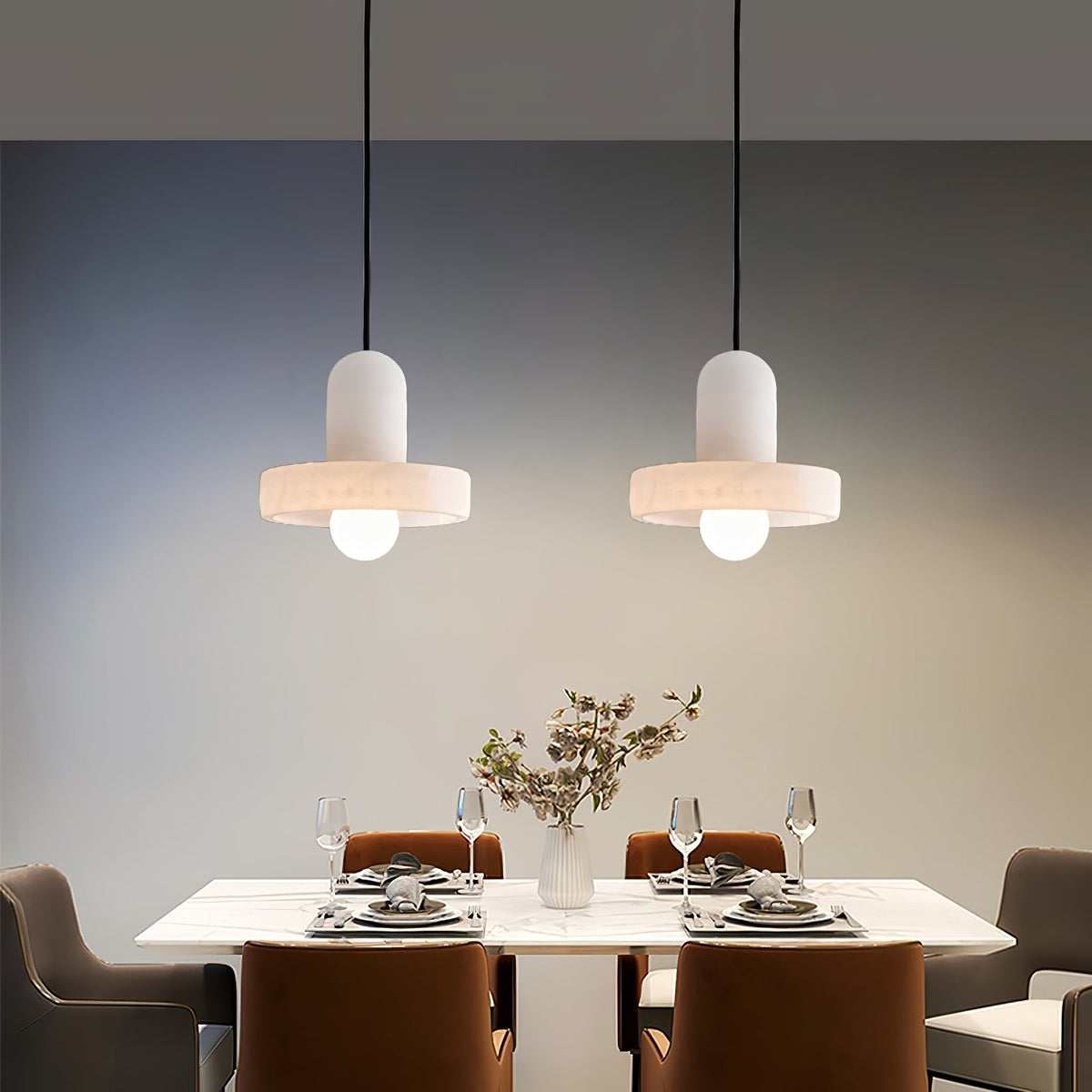 Alabaster Pendant Light | Natural Stone Stacked Design | Adjustable 150cm Cable for Custom Indoor Ceiling Lighting Setup