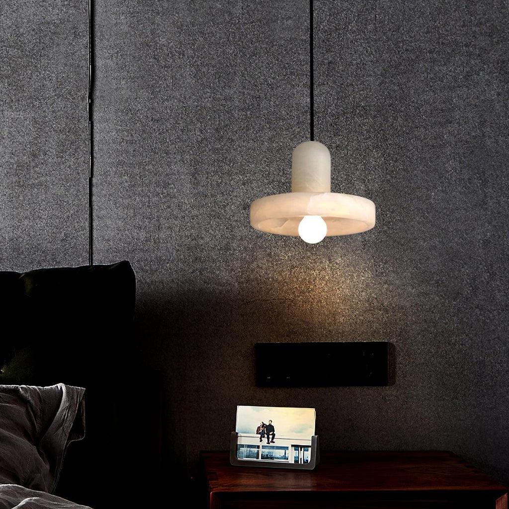 Alabaster Pendant Light | Natural Stone Stacked Design | Adjustable 150cm Cable for Custom Indoor Ceiling Lighting Setup