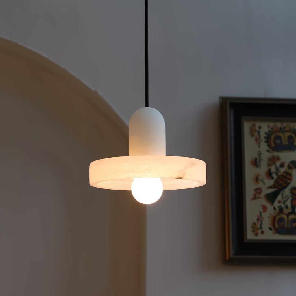Alabaster Pendant Light | Natural Stone Stacked Design | Adjustable 150cm Cable for Custom Indoor Ceiling Lighting Setup