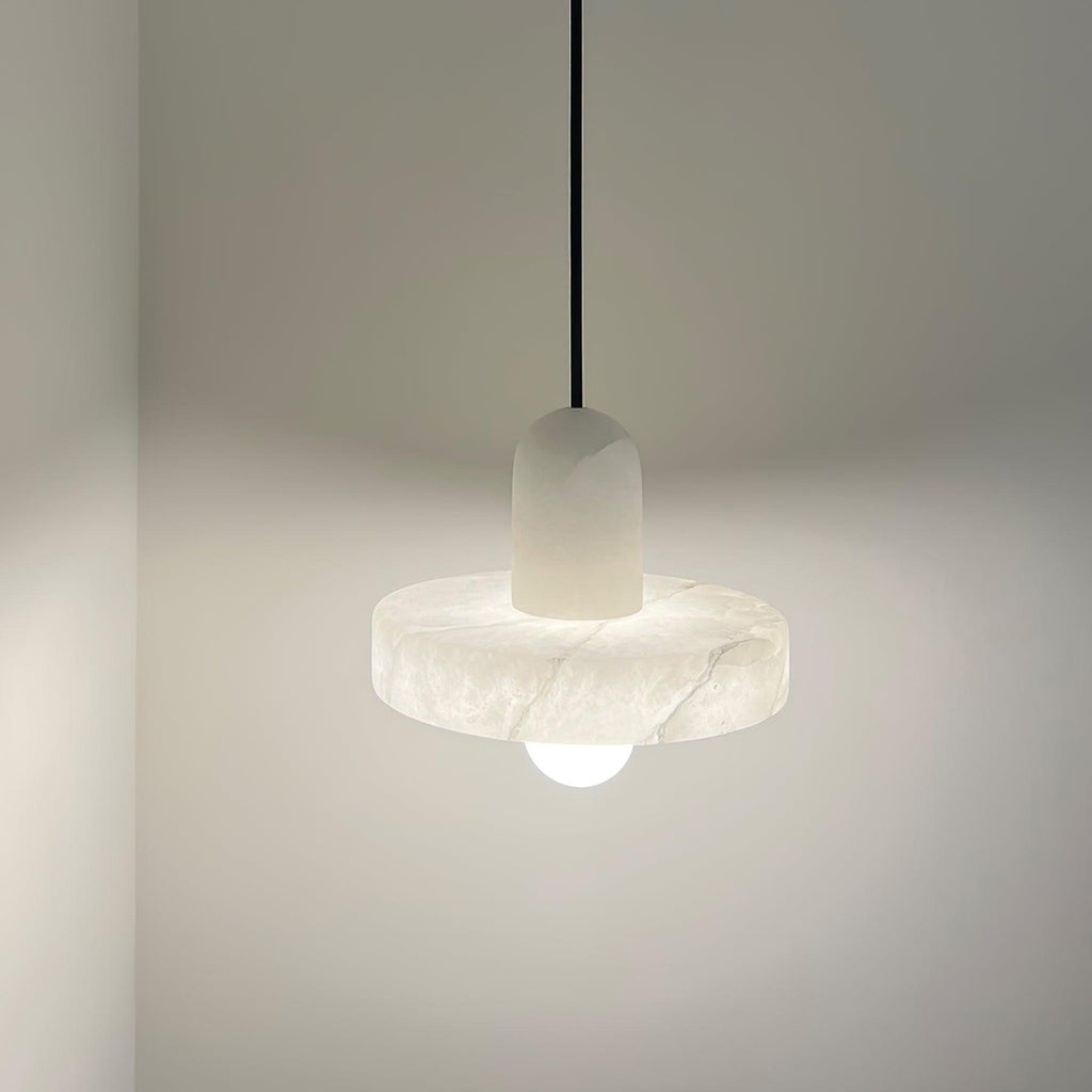 Alabaster Pendant Light | Natural Stone Stacked Design | Adjustable 150cm Cable for Custom Indoor Ceiling Lighting Setup