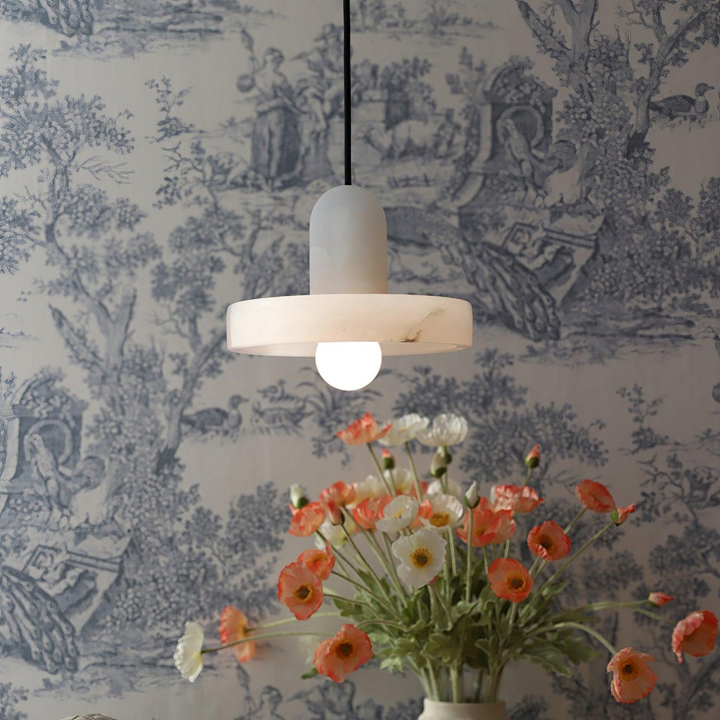 Alabaster Pendant Light | Natural Stone Stacked Design | Adjustable 150cm Cable for Custom Indoor Ceiling Lighting Setup