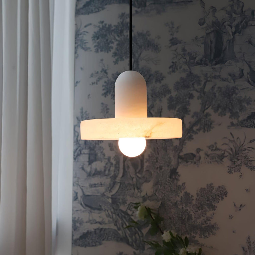 Alabaster Pendant Light | Natural Stone Stacked Design | Adjustable 150cm Cable for Custom Indoor Ceiling Lighting Setup