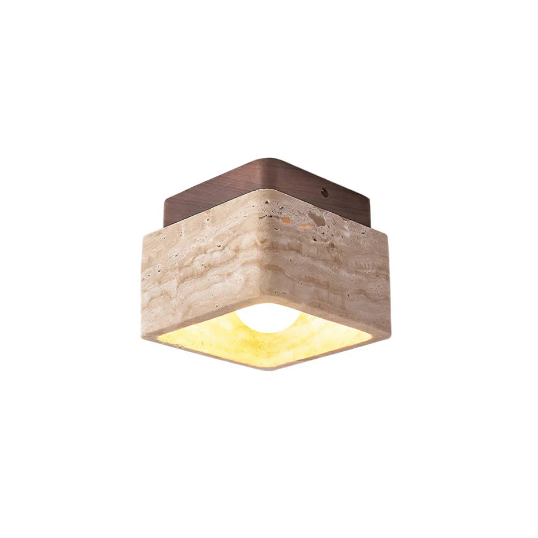 Natural Stone Wood Ceiling Light