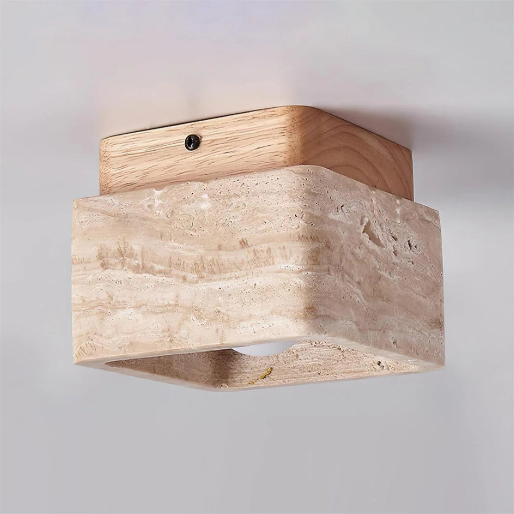 Natural Stone Wood Ceiling Light