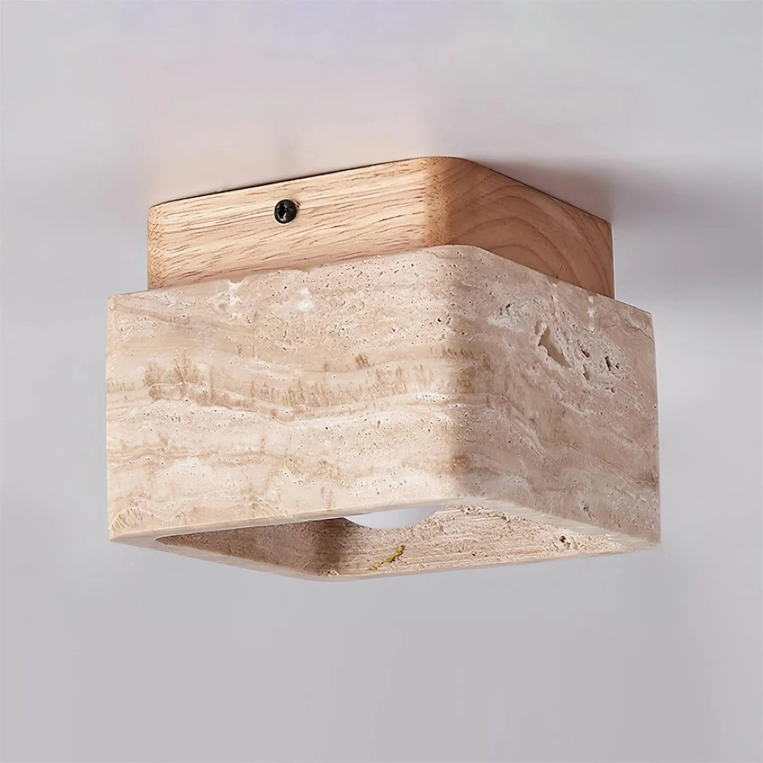 Natural Stone Wood Ceiling Light