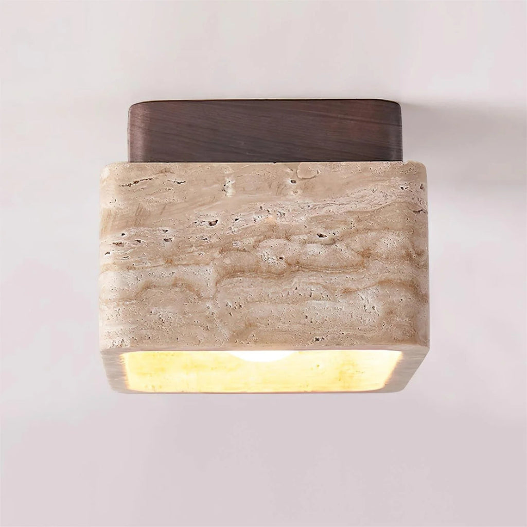 Natural Stone Wood Ceiling Light