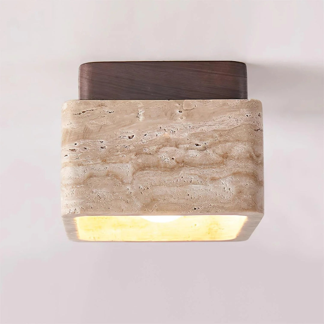 Natural Stone Wood Ceiling Light