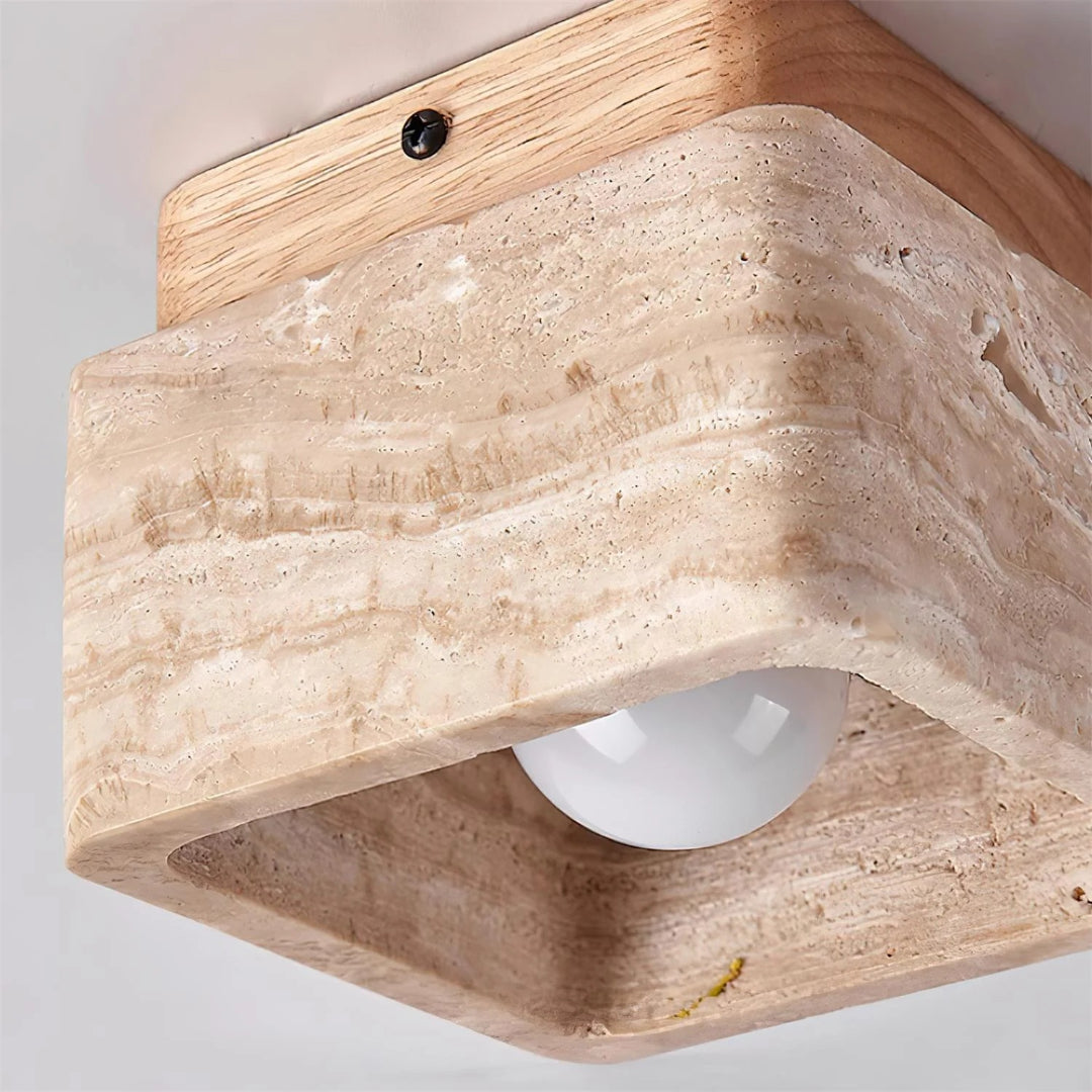 Natural Stone Wood Ceiling Light