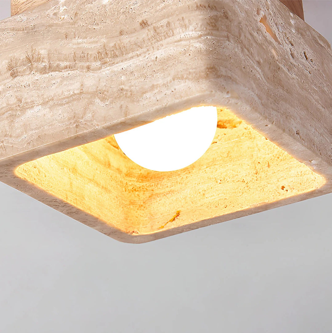 Natural Stone Wood Ceiling Light