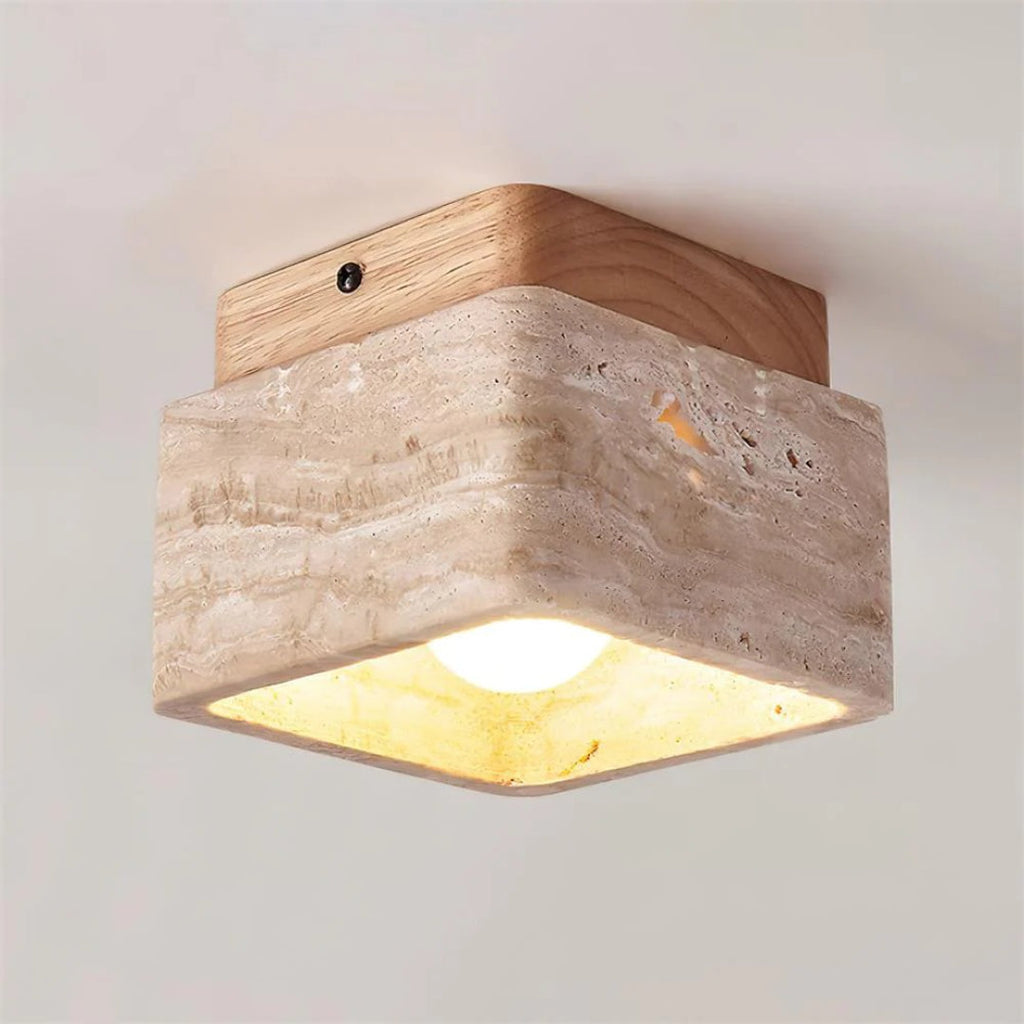 Natural Stone Wood Ceiling Light