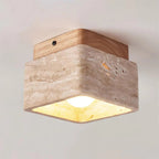 Natural Stone Wood Ceiling Light