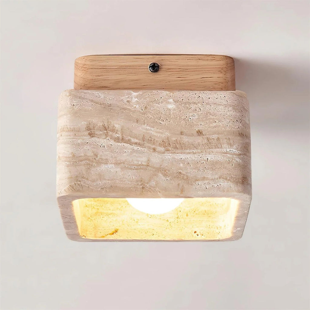 Natural Stone Wood Ceiling Light