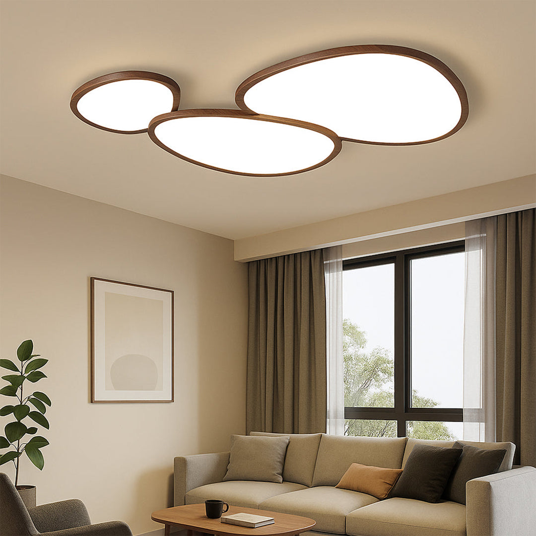 Ultra Slim Dark Wood Ceiling Lamp – Minimalist Natural Panel Design