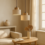 Travertine Stone Pendant Lamp – Cylindrical Natural Texture Minimalist Design