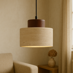 Travertine Stone Pendant Lamp – Cylindrical Natural Texture Minimalist Design