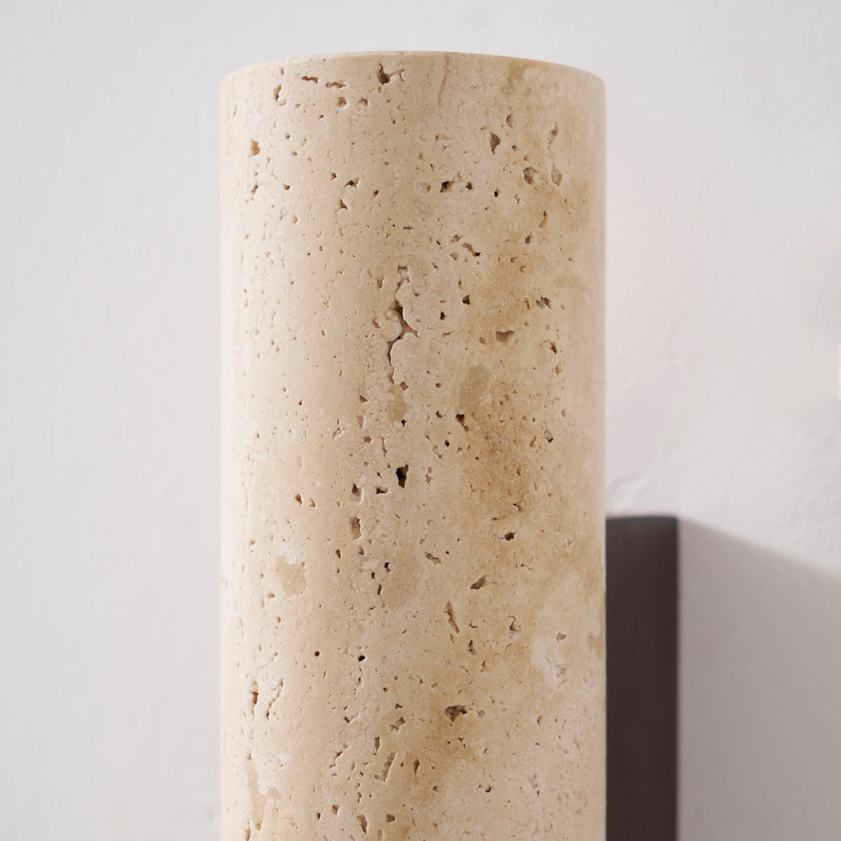 Plug-in Wall Lamp Travertine and Walnut Wood | Natural Mineral Stone Sconce | Easy No-Hardwire Installation for Any Room