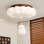 LED Ceiling Light Acrylic and Metal 50cm Diameter | Bear and Cloud Design | Soft Warm White Lighting for Kids Rooms