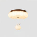 LED Ceiling Light Acrylic and Metal 50cm Diameter | Bear and Cloud Design | Soft Warm White Lighting for Kids Rooms