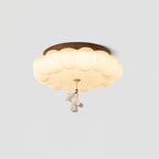 LED Ceiling Light Acrylic and Metal 50cm Diameter | Bear and Cloud Design | Soft Warm White Lighting for Kids Rooms