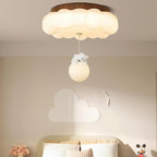 LED Ceiling Light Acrylic and Metal 50cm Diameter | Bear and Cloud Design | Soft Warm White Lighting for Kids Rooms