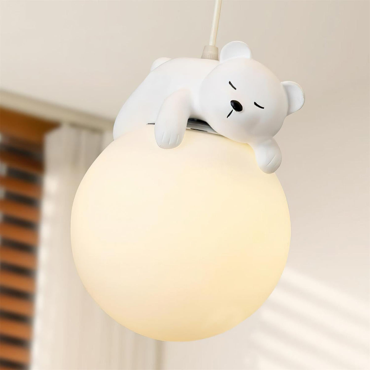 LED Ceiling Light Acrylic and Metal 50cm Diameter | Bear and Cloud Design | Soft Warm White Lighting for Kids Rooms