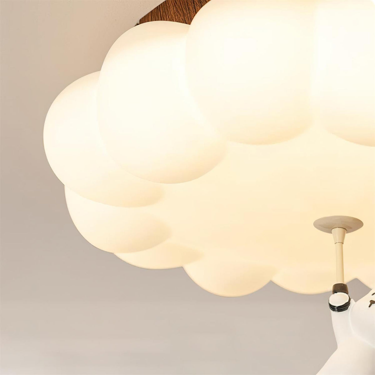 LED Ceiling Light Acrylic and Metal 50cm Diameter | Bear and Cloud Design | Soft Warm White Lighting for Kids Rooms