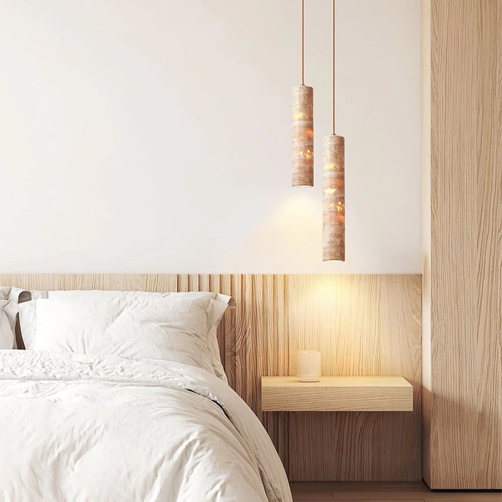 Natural Stone Cylinder Pendant Light