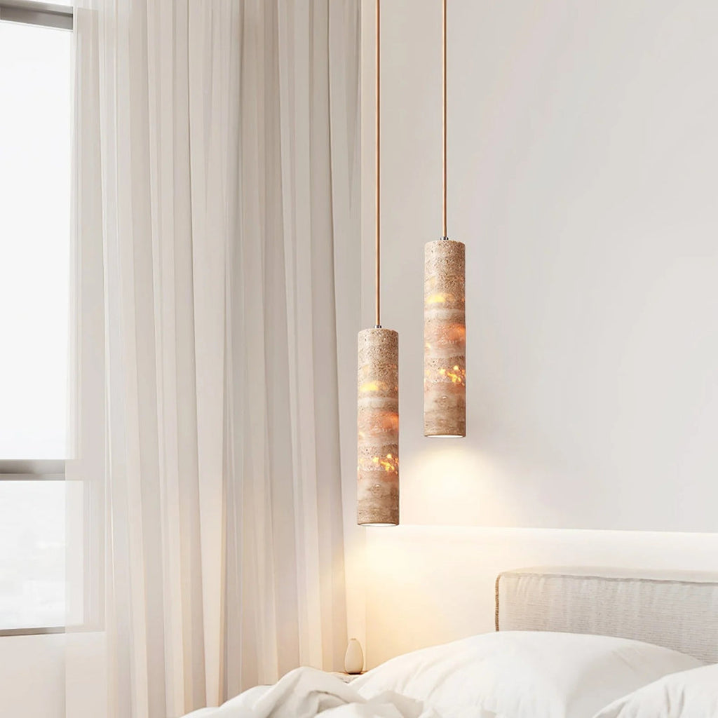 Natural Stone Cylinder Pendant Light