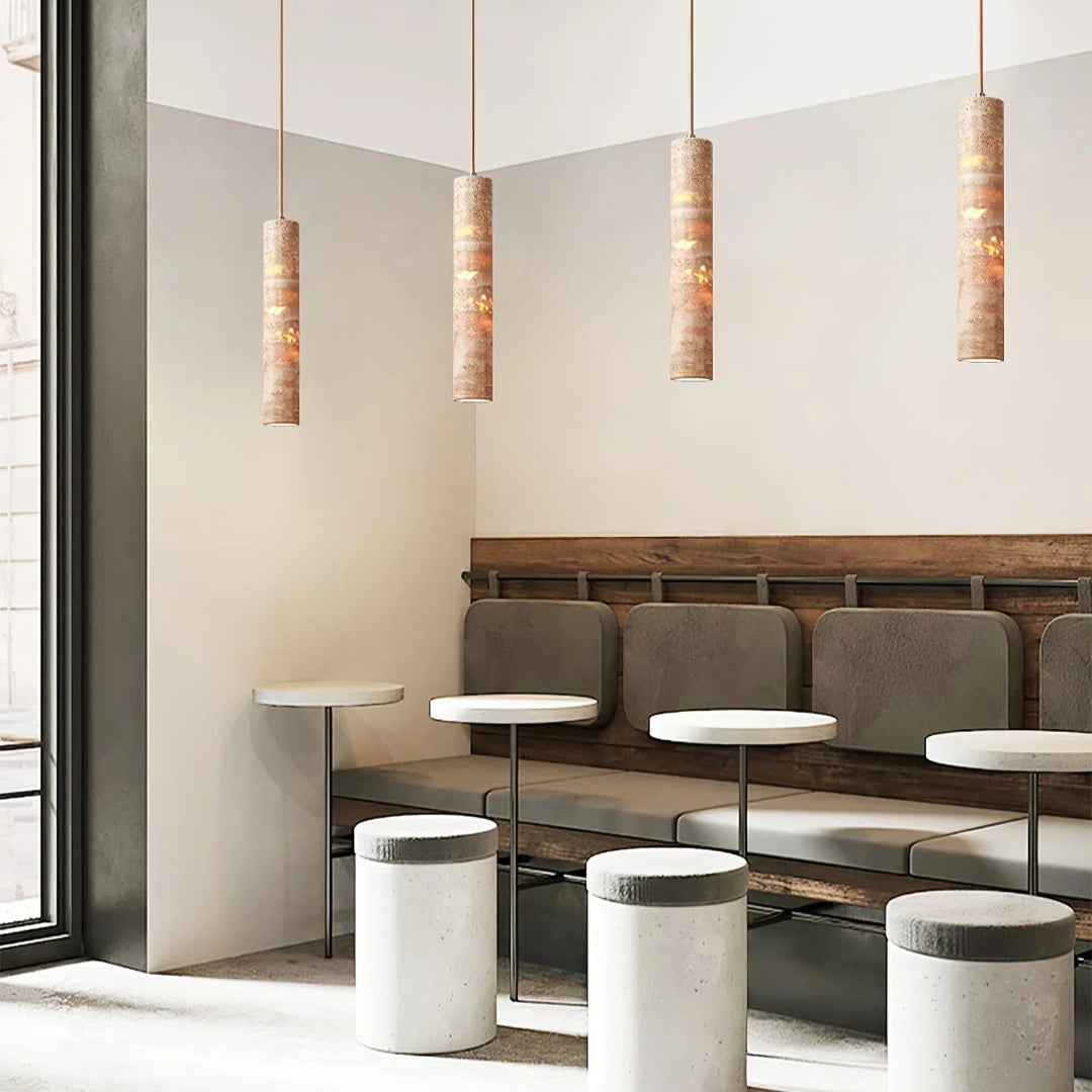 Natural Stone Cylinder Pendant Light