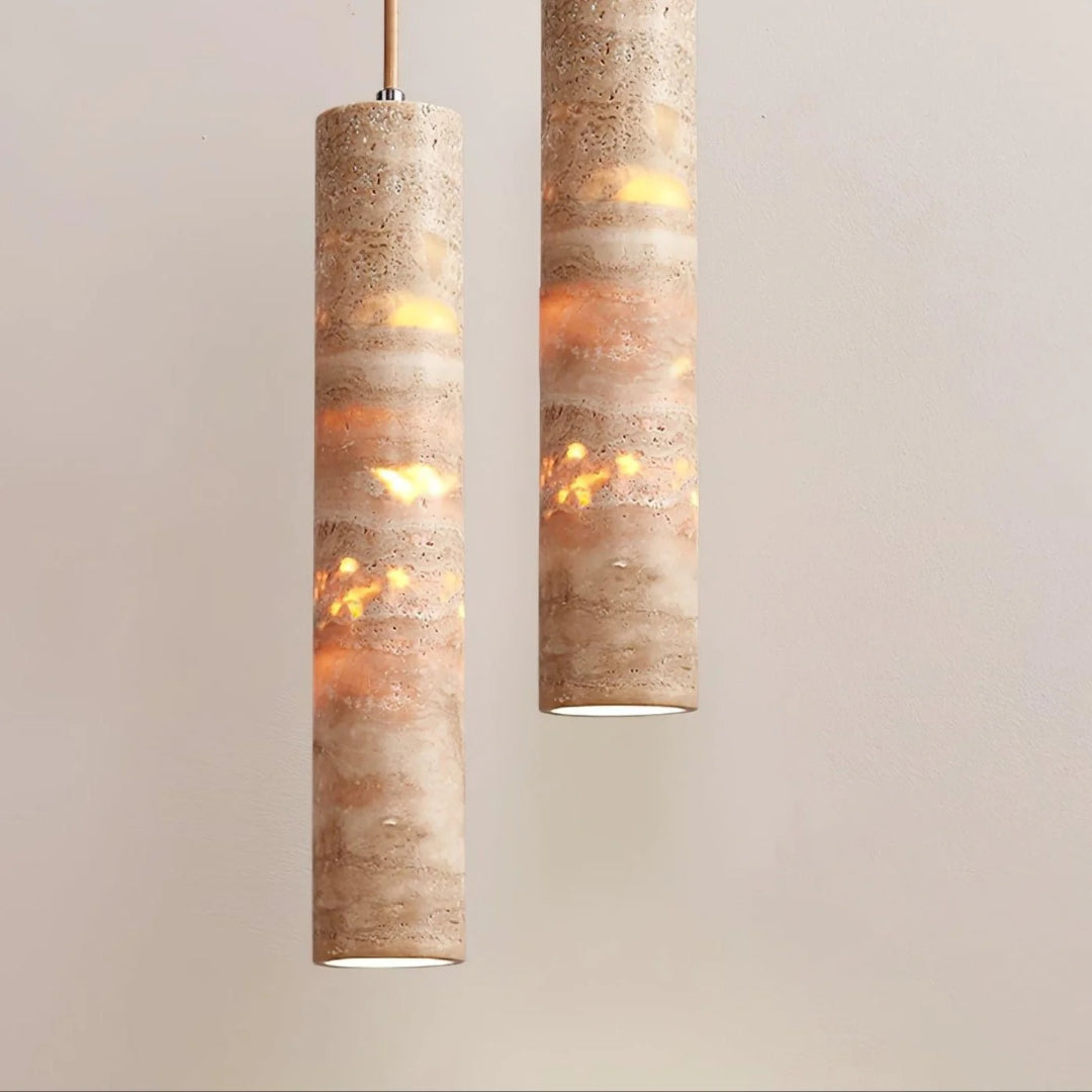 Natural Stone Cylinder Pendant Light