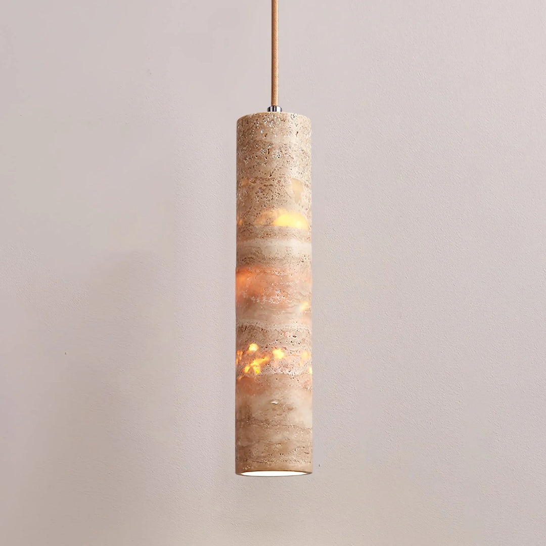 Natural Stone Cylinder Pendant Light