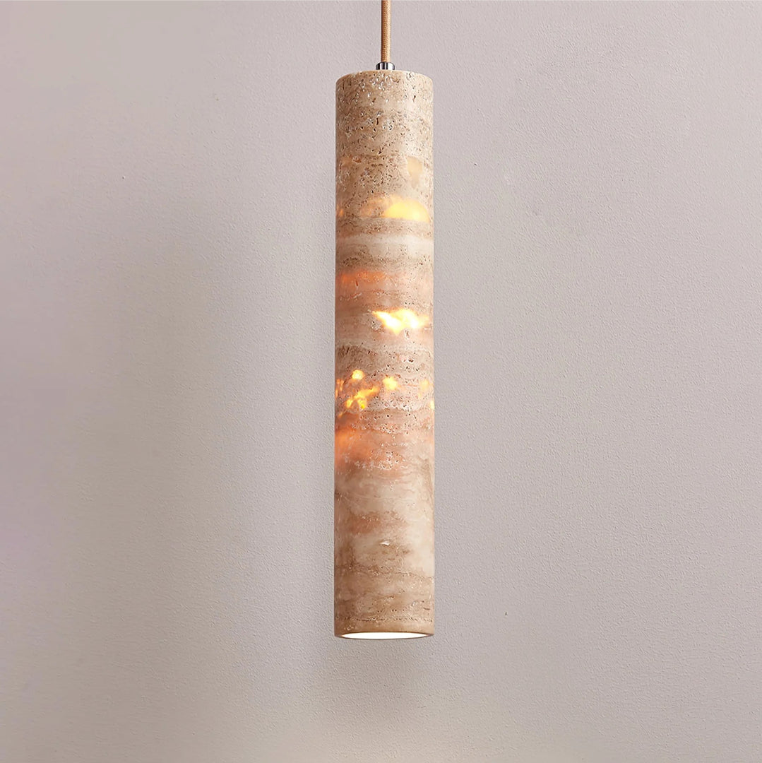 Natural Stone Cylinder Pendant Light