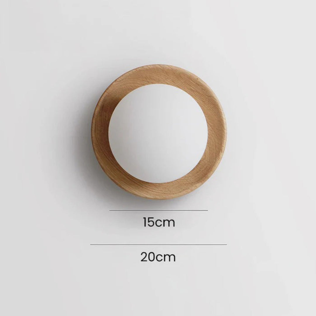 Wooden Round Wall Light
