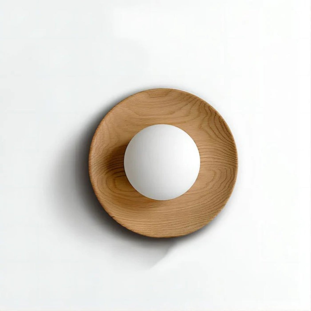 Wooden Round Wall Light