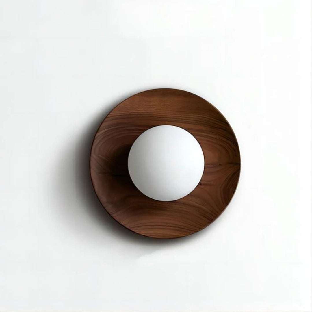 Wooden Round Wall Light