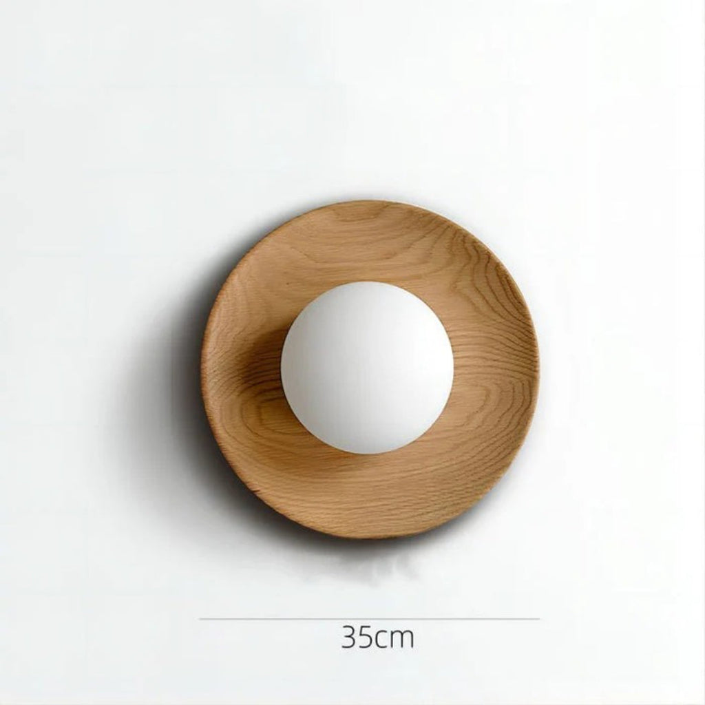 Wooden Round Wall Light