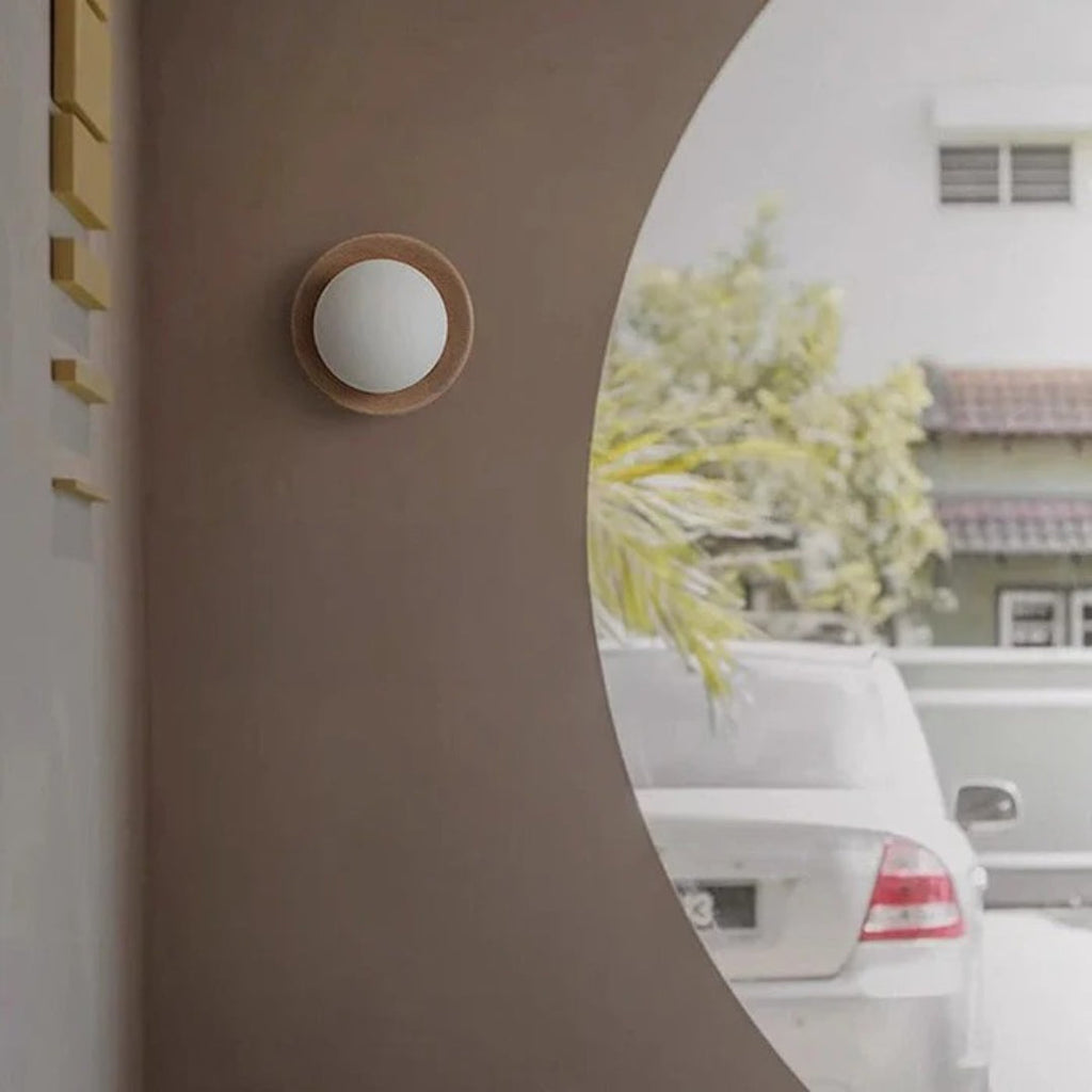 Wooden Round Wall Light