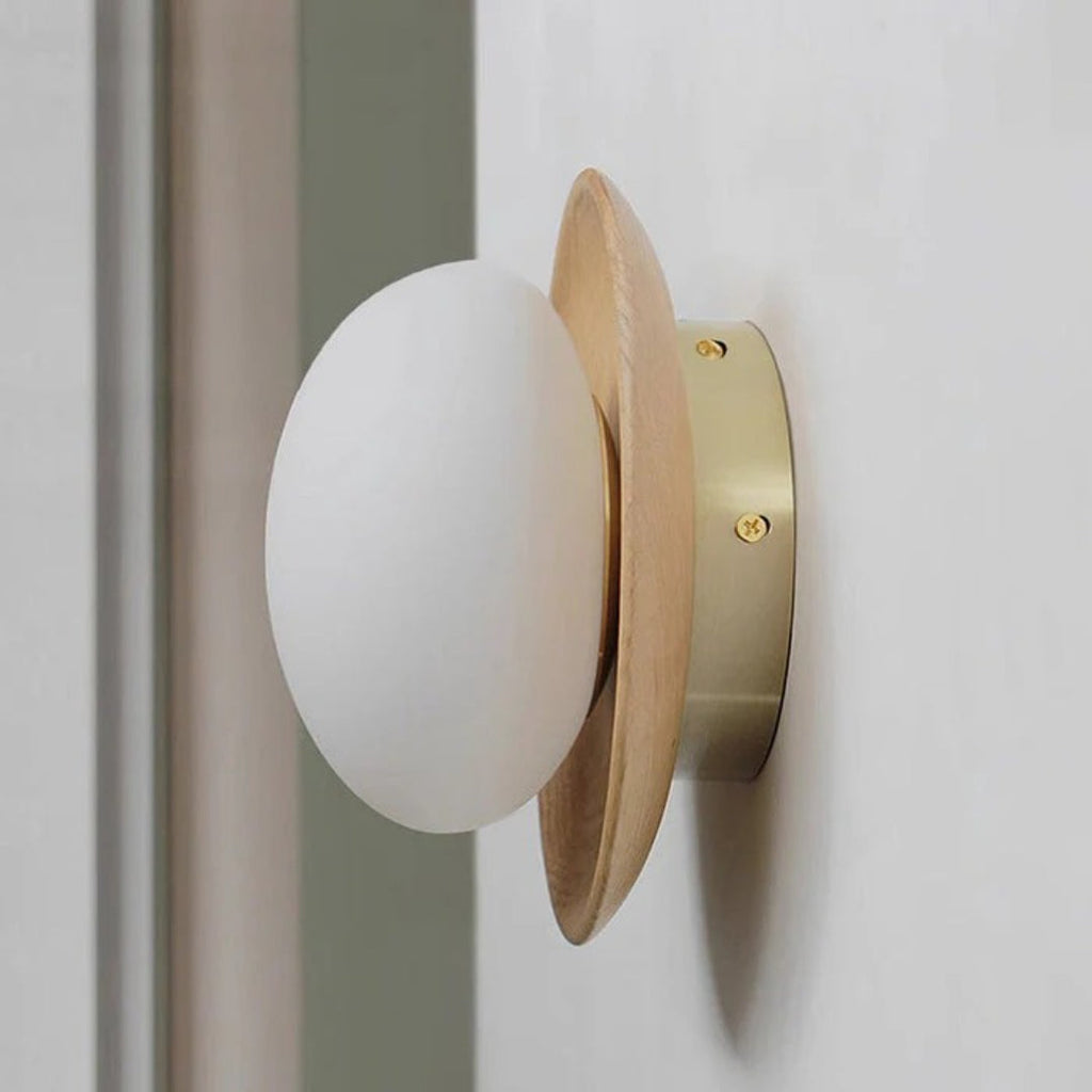 Wooden Round Wall Light