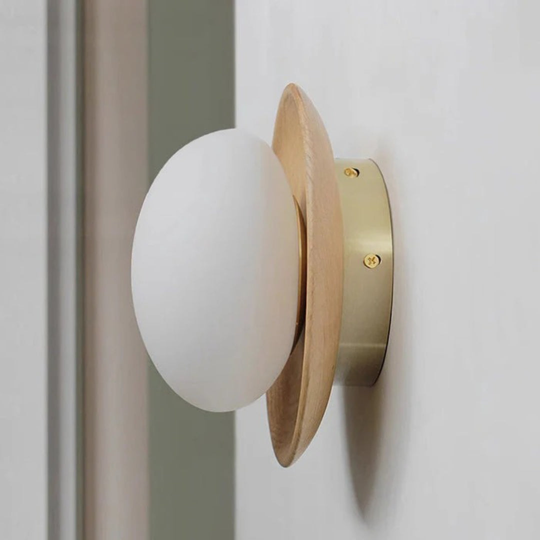 Wooden Round Wall Light