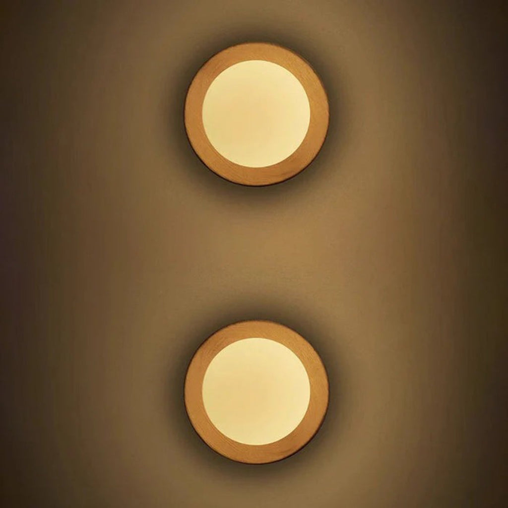 Wooden Round Wall Light
