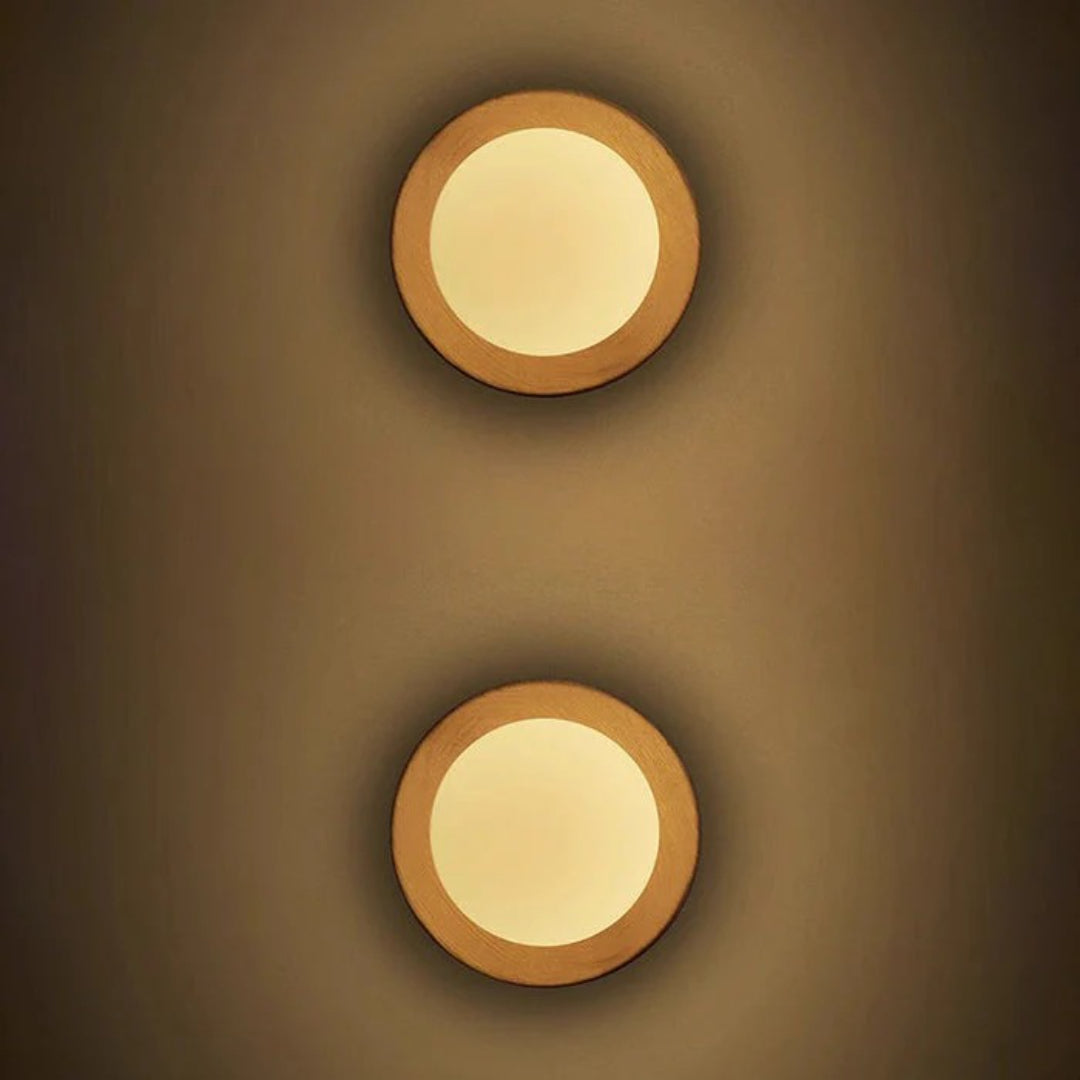 Wooden Round Wall Light